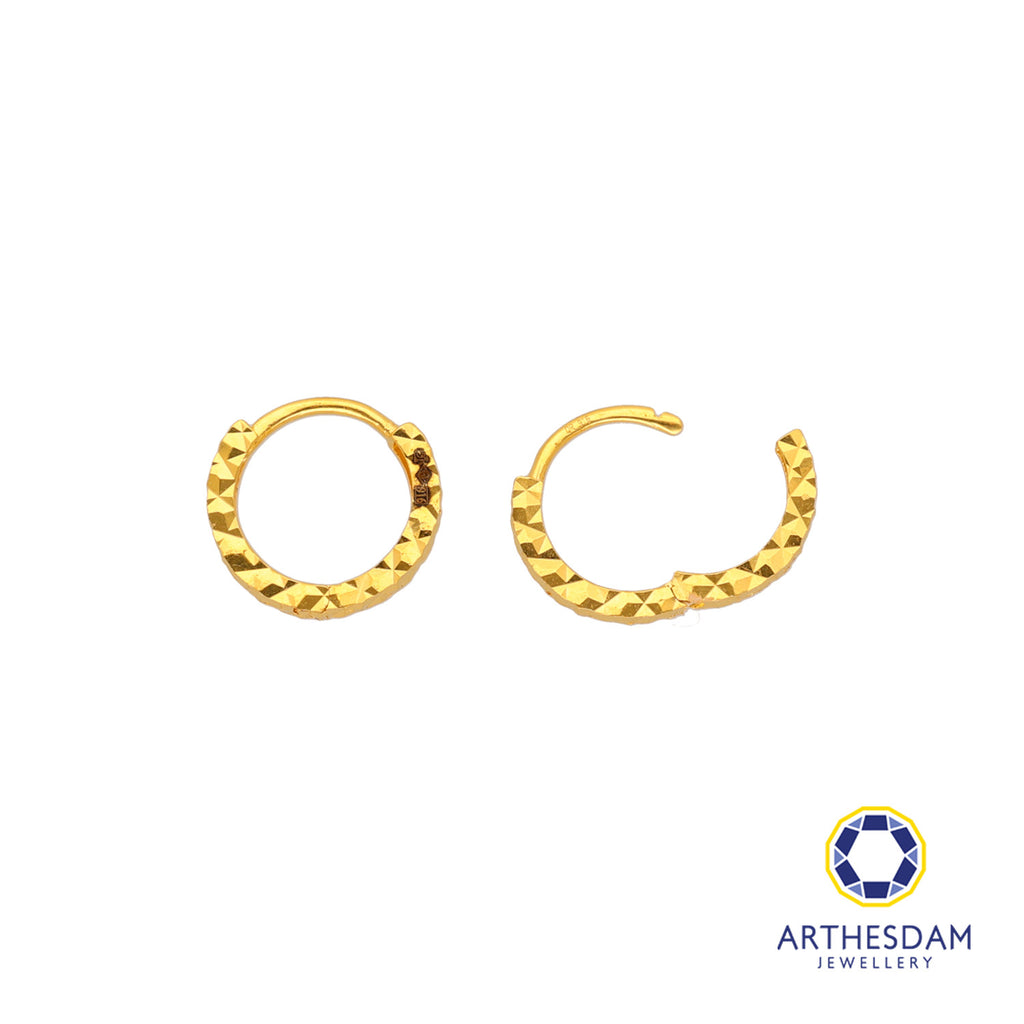 Arthesdam Jewellery 916 Gold Faceted Hoop Earrings