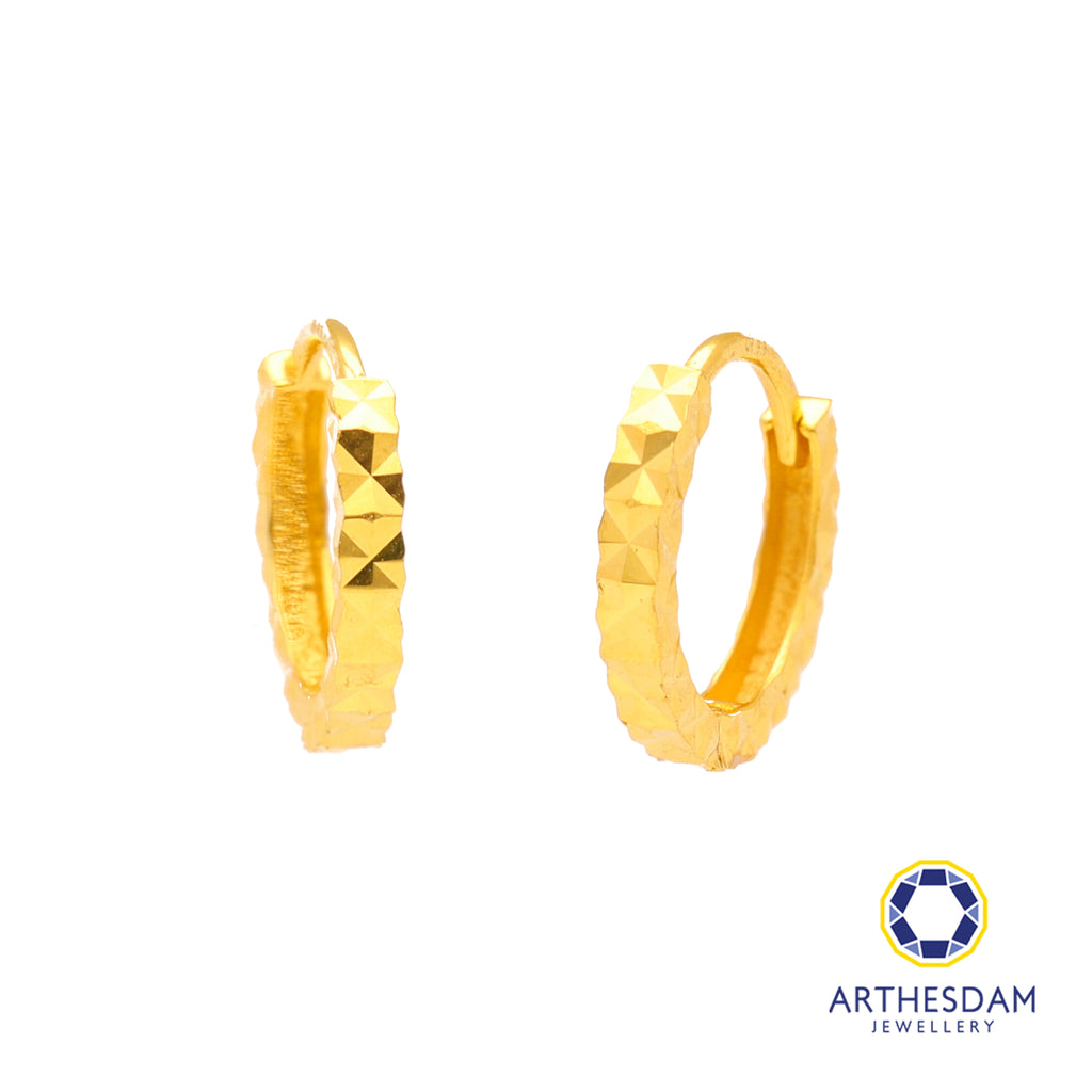 Arthesdam Jewellery 916 Gold Faceted Hoop Earrings