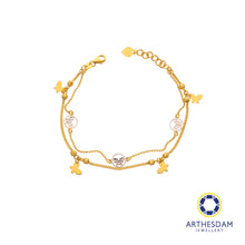 Load image into Gallery viewer, Arthesdam Jewellery 916 Gold Double Butterfly Row Charms Bracelet
