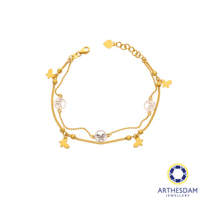 Arthesdam Jewellery 916 Gold Double Butterfly Row Charms Bracelet