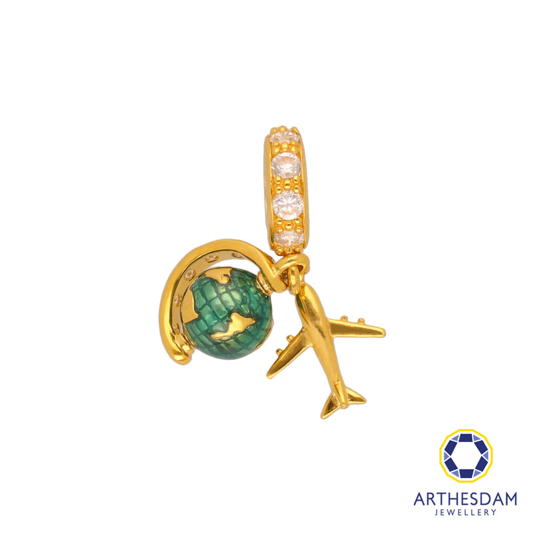Arthesdam Jewellery 916 Gold Globe and Plane Charm