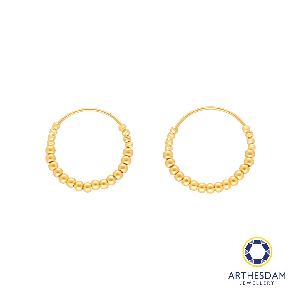 Arthesdam Jewellery 916 Gold Beaded Hoop Bali Earrings