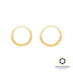 Arthesdam Jewellery 916 Gold Beaded Hoop Bali Earrings
