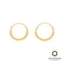 Load image into Gallery viewer, Arthesdam Jewellery 916 Gold Beaded Hoop Bali Earrings
