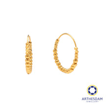 Load image into Gallery viewer, Arthesdam Jewellery 916 Gold Beaded Hoop Bali Earrings
