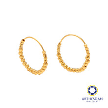 Load image into Gallery viewer, Arthesdam Jewellery 916 Gold Beaded Hoop Bali Earrings

