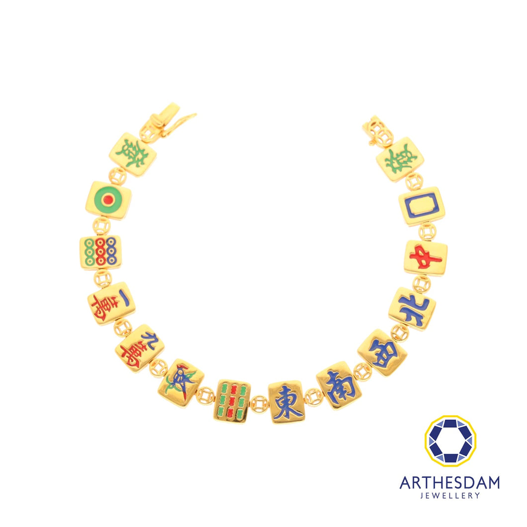 Arthesdam Jewellery 916 Gold Mahjong Bracelet