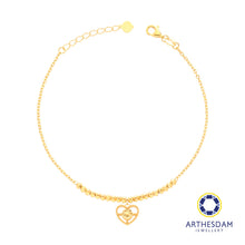 Load image into Gallery viewer, Arthesdam Jewellery 916 Gold Beaded Sparkle Heart Bracelet
