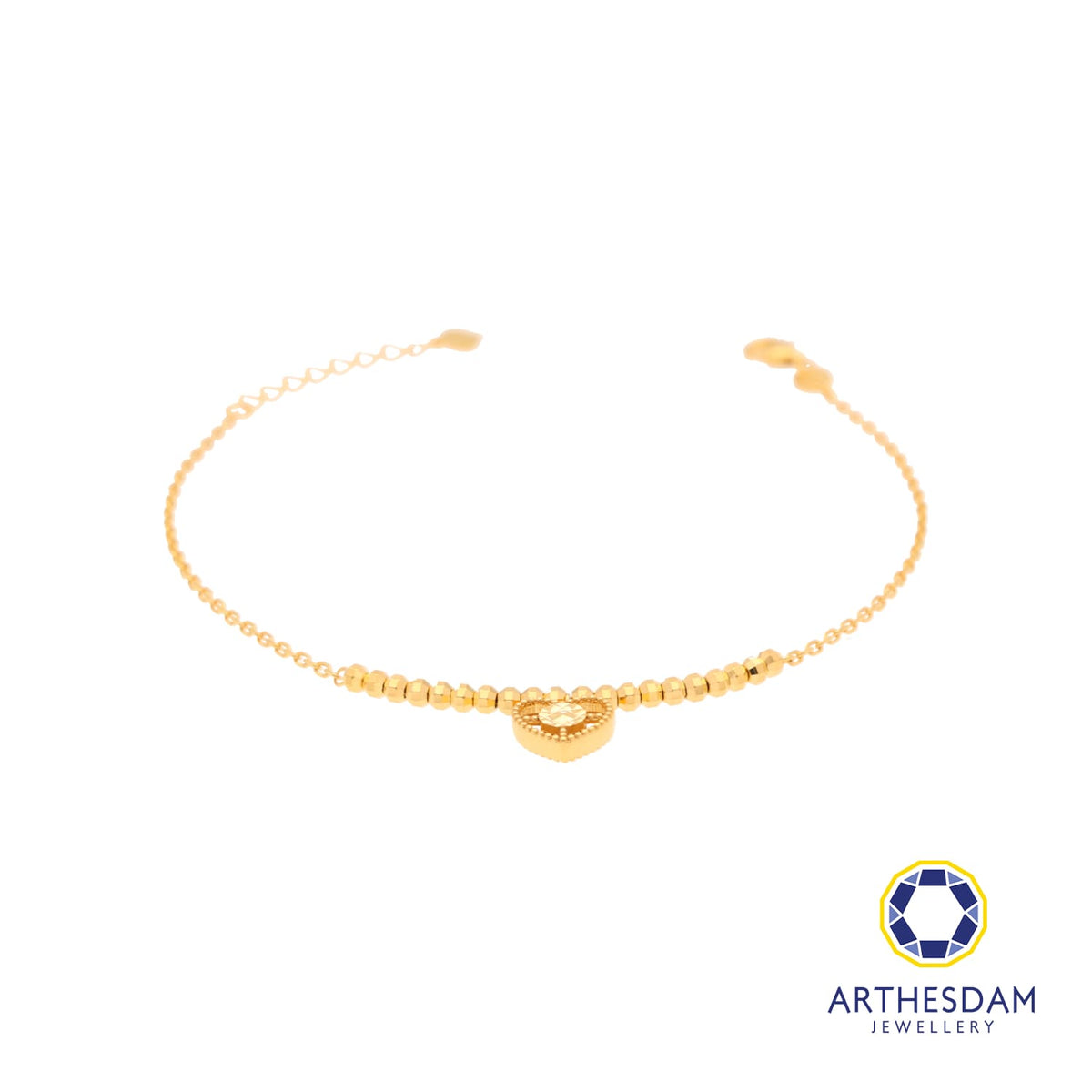 Arthesdam Jewellery 916 Gold Beaded Sparkle Heart Bracelet