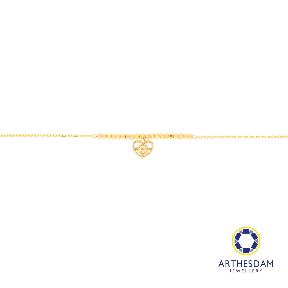 Arthesdam Jewellery 916 Gold Beaded Sparkle Heart Bracelet
