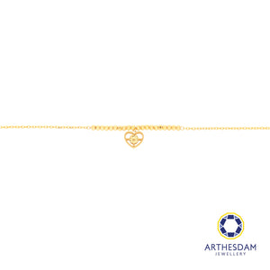 Arthesdam Jewellery 916 Gold Beaded Sparkle Heart Bracelet