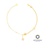 Arthesdam Jewellery 916 Gold Barrel with Dangling Heart Bracelet