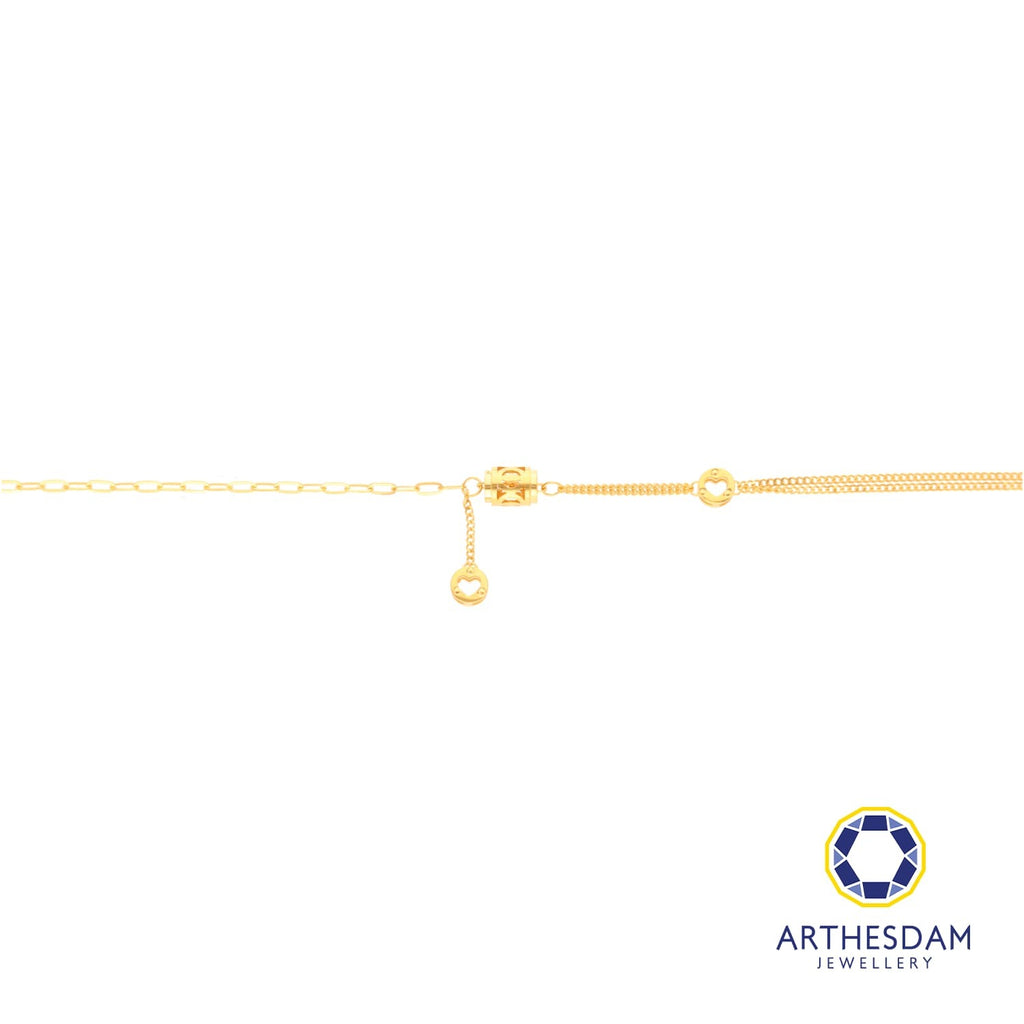 Arthesdam Jewellery 916 Gold Barrel with Dangling Heart Bracelet