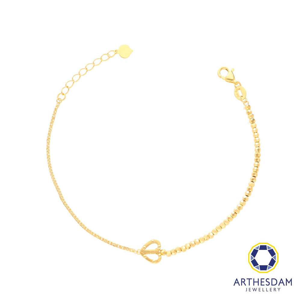 Arthesdam Jewellery 916 Gold Dotted Heart Outline Bracelet