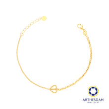 Load image into Gallery viewer, Arthesdam Jewellery 916 Gold Dotted Heart Outline Bracelet
