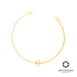 Arthesdam Jewellery 916 Gold Dotted Heart Outline Bracelet