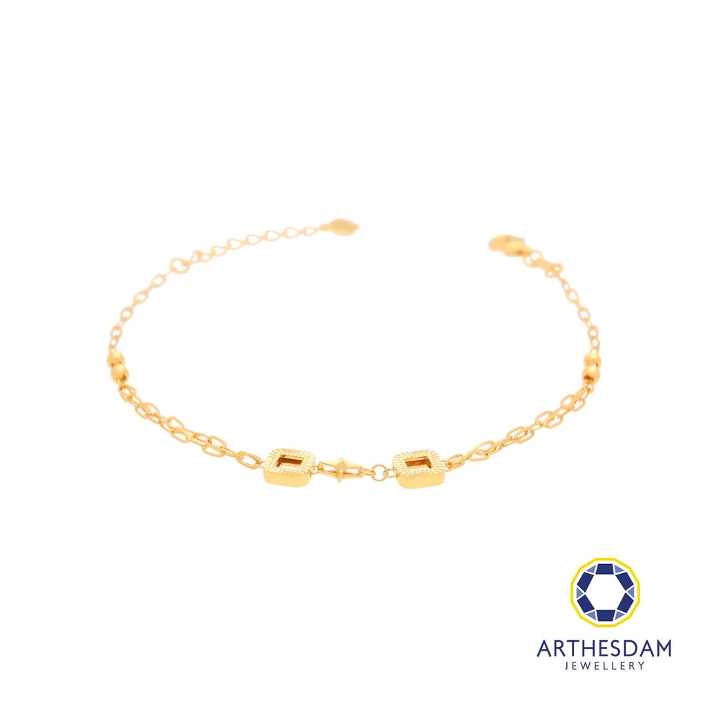 Arthesdam Jewellery 916 Gold Square and Diamond Bracelet
