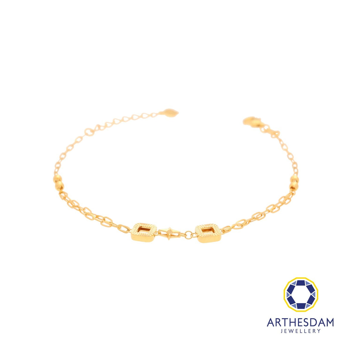 Arthesdam Jewellery 916 Gold Square and Diamond Bracelet