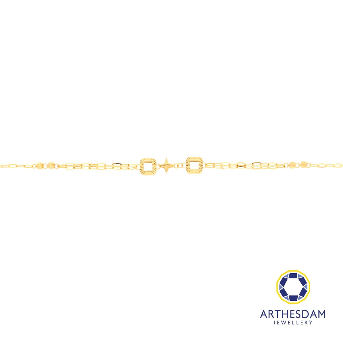 Arthesdam Jewellery 916 Gold Square and Diamond Bracelet