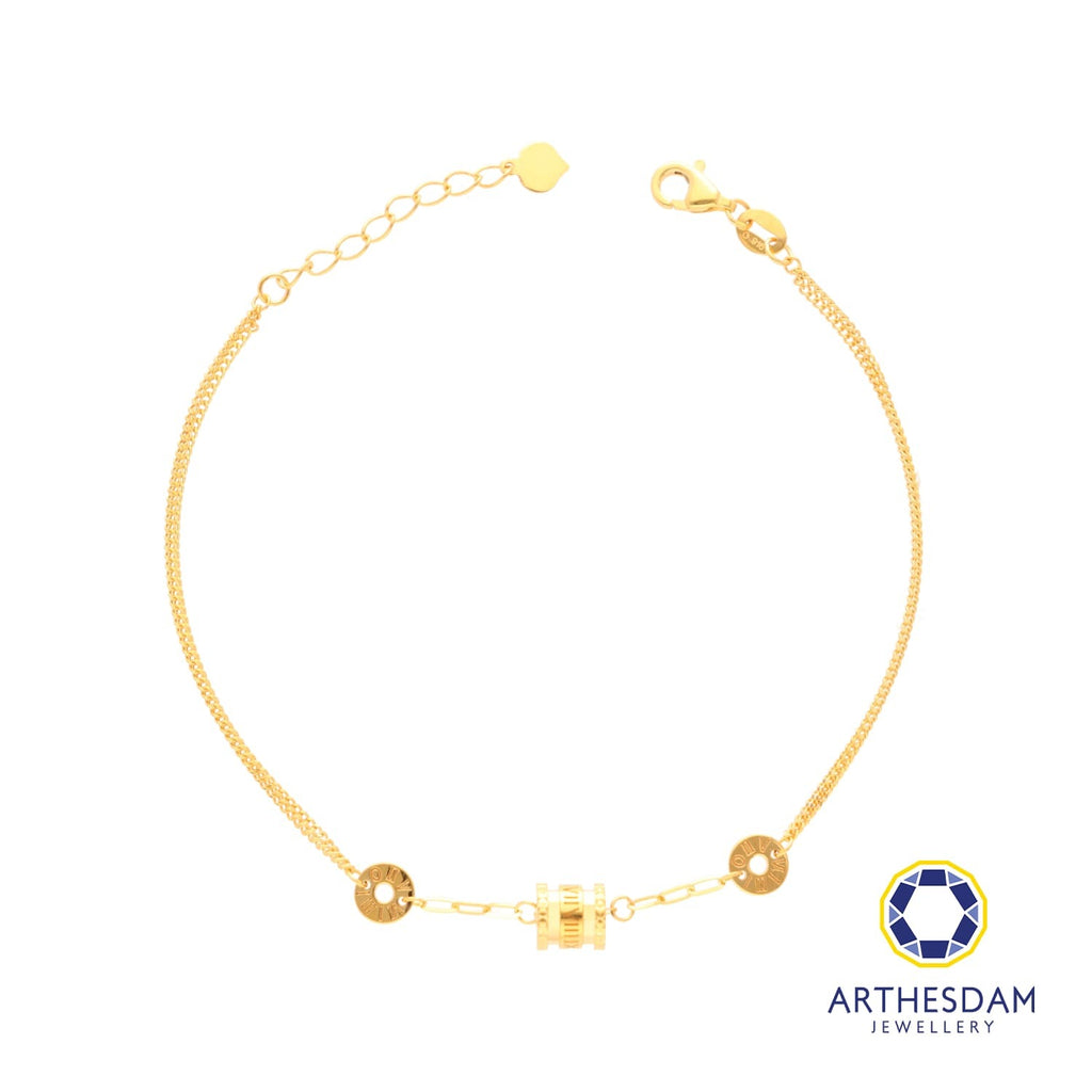Arthesdam Jewellery 916 Gold Roman Barrel Bracelet