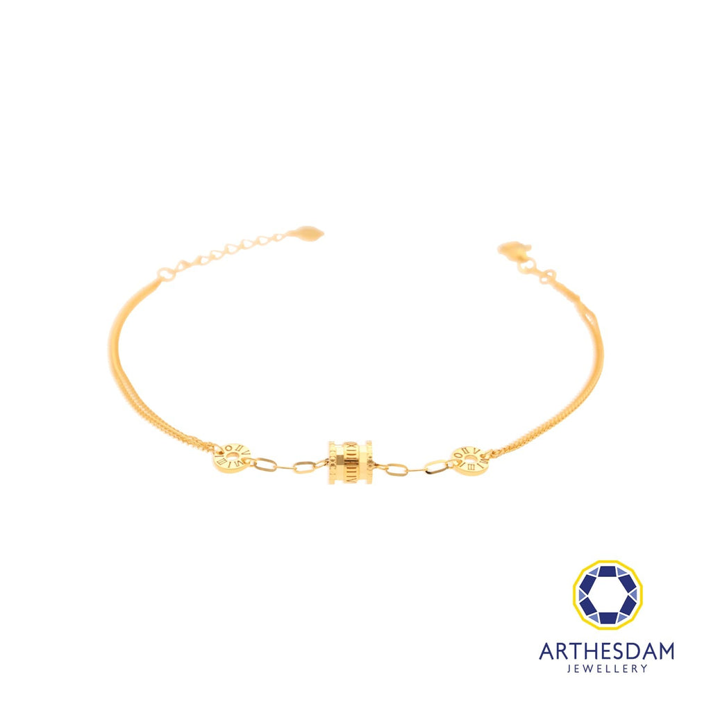 Arthesdam Jewellery 916 Gold Roman Barrel Bracelet