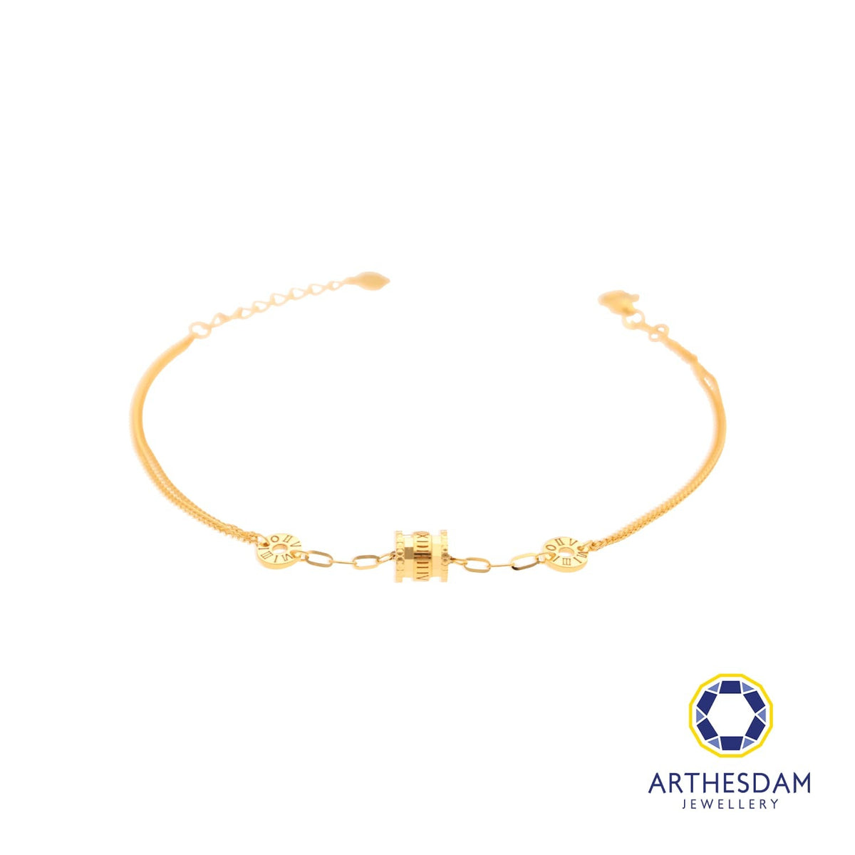 Arthesdam Jewellery 916 Gold Roman Barrel Bracelet