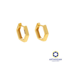Load image into Gallery viewer, Arthesdam Jewellery 916 Gold Hexagon Hoop Earring
