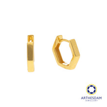 Load image into Gallery viewer, Arthesdam Jewellery 916 Gold Hexagon Hoop Earring
