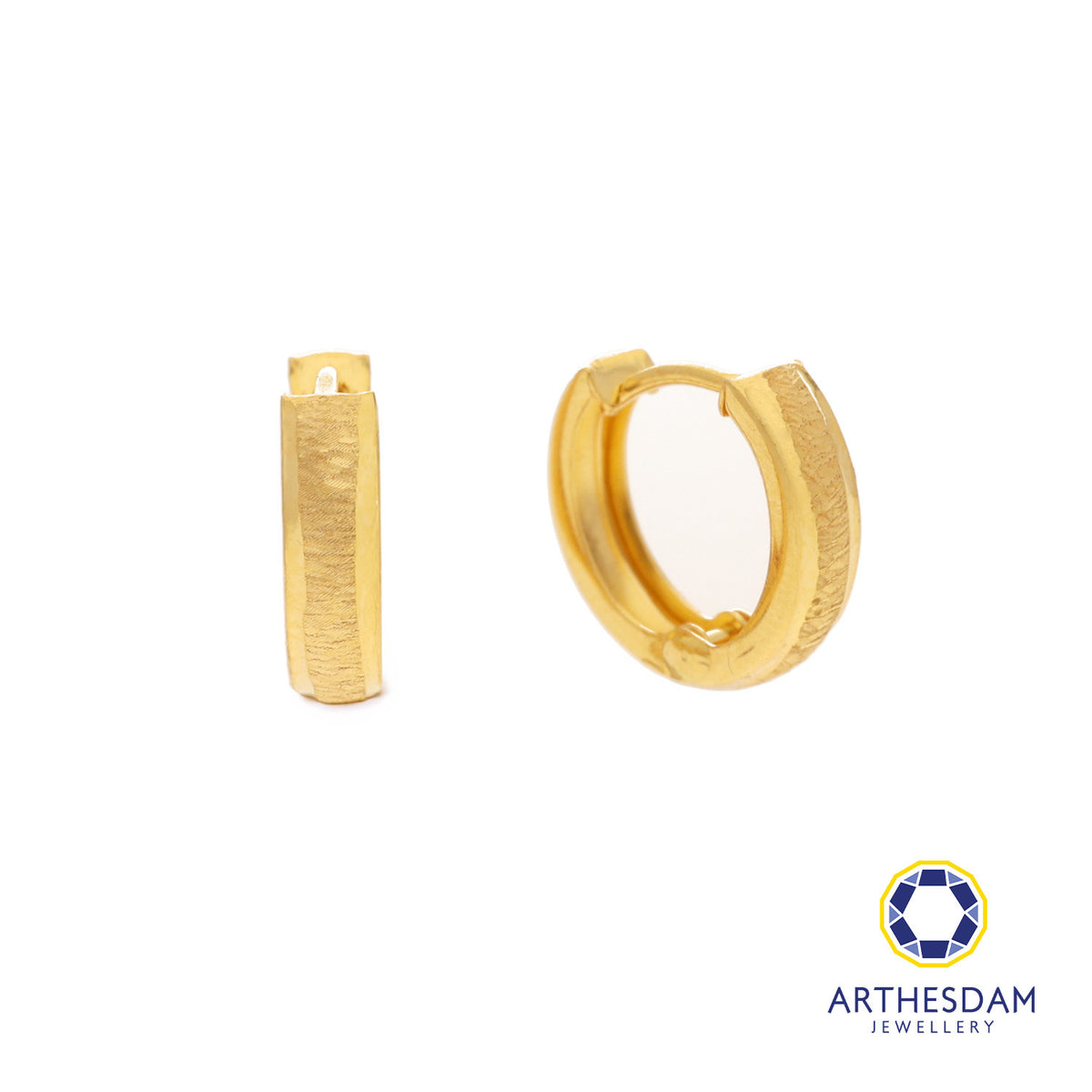 Arthesdam Jewellery 916 Gold Sandblasted Hoop Earring