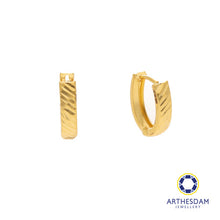 Load image into Gallery viewer, Arthesdam Jewellery 916 Gold Faceted Oval Hoop Earring
