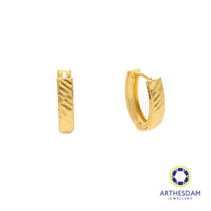 Arthesdam Jewellery 916 Gold Faceted Oval Hoop Earring