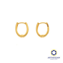 Load image into Gallery viewer, Arthesdam Jewellery 916 Gold Faceted Oval Hoop Earring
