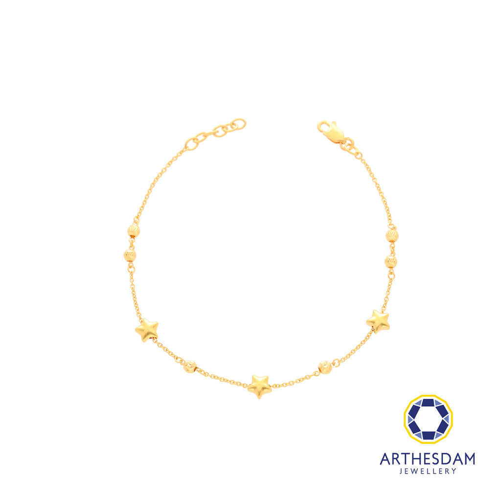 Arthesdam Jewellery 916 Gold Petite Star and Ball Bracelet