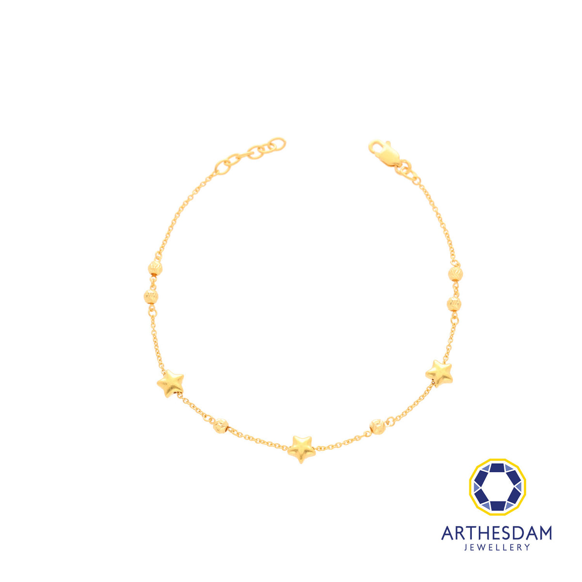 Arthesdam Jewellery 916 Gold Petite Star and Ball Bracelet