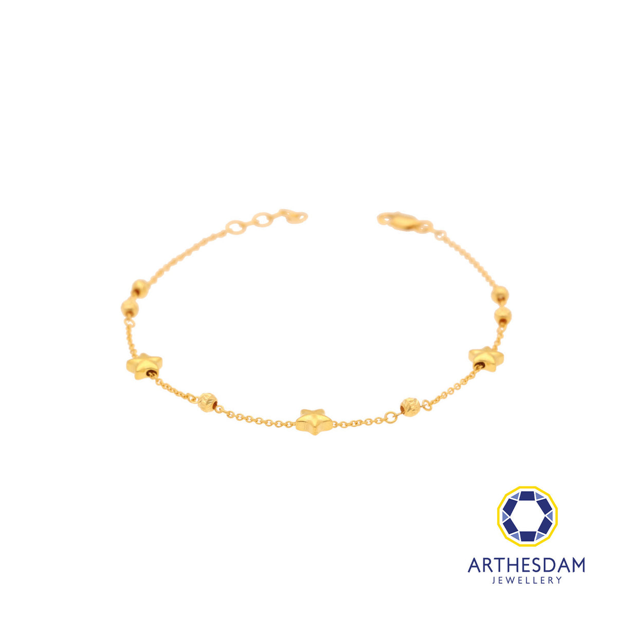 Arthesdam Jewellery 916 Gold Petite Star and Ball Bracelet