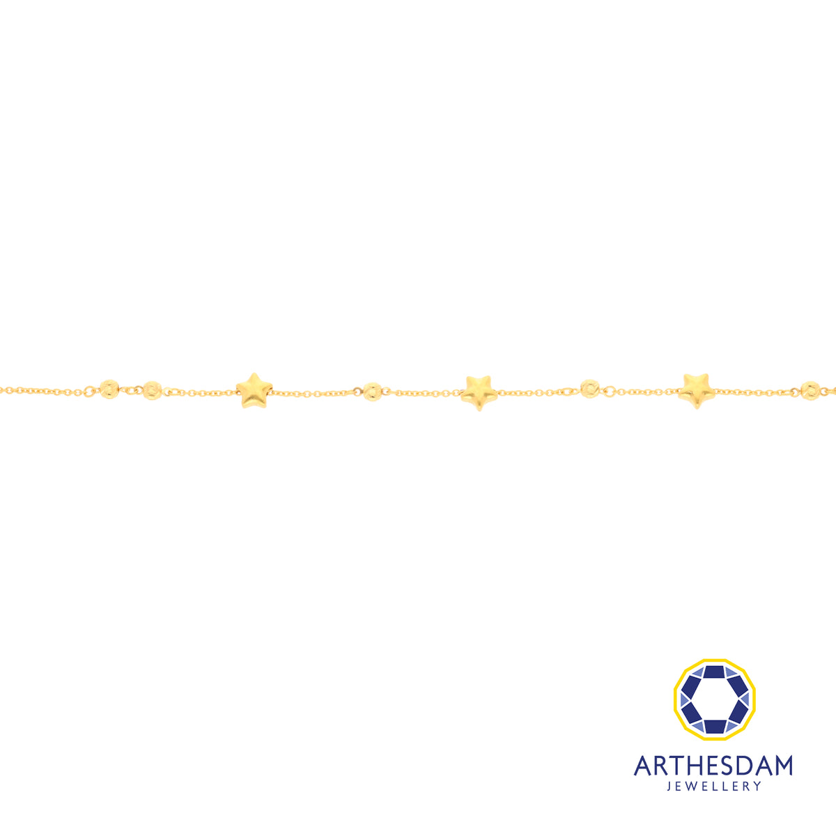 Arthesdam Jewellery 916 Gold Petite Star and Ball Bracelet