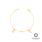 Arthesdam Jewellery 916 Gold Dangling Petite Heart Key and Lock Bracelet