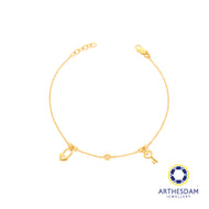 Arthesdam Jewellery 916 Gold Dangling Petite Heart Key and Lock Bracelet