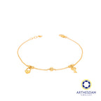 Arthesdam Jewellery 916 Gold Dangling Petite Heart Key and Lock Bracelet