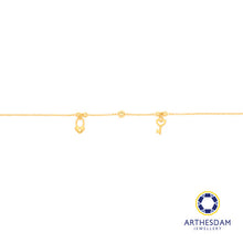 Load image into Gallery viewer, Arthesdam Jewellery 916 Gold Dangling Petite Heart Key and Lock Bracelet
