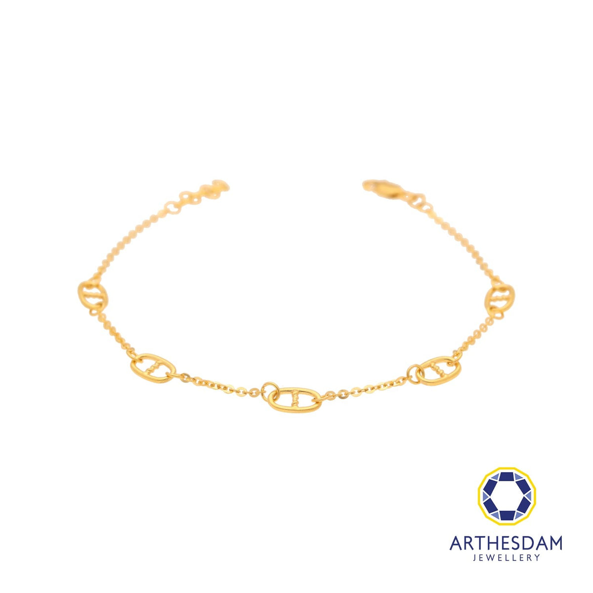 Arthesdam Jewellery 916 Gold Marina Link with Twist Bracelet