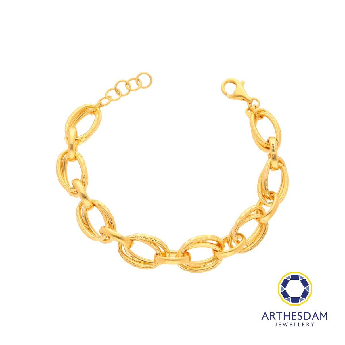 Arthesdam Jewellery 916 Gold Oval Double Faceted Links Bracelet