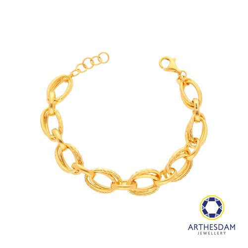 Arthesdam Jewellery 916 Gold Oval Double Faceted Links Bracelet
