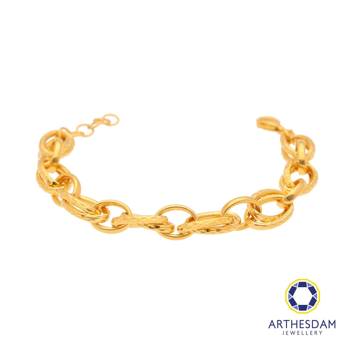 Arthesdam Jewellery 916 Gold Oval Double Faceted Links Bracelet