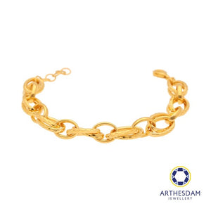 Arthesdam Jewellery 916 Gold Oval Double Faceted Links Bracelet