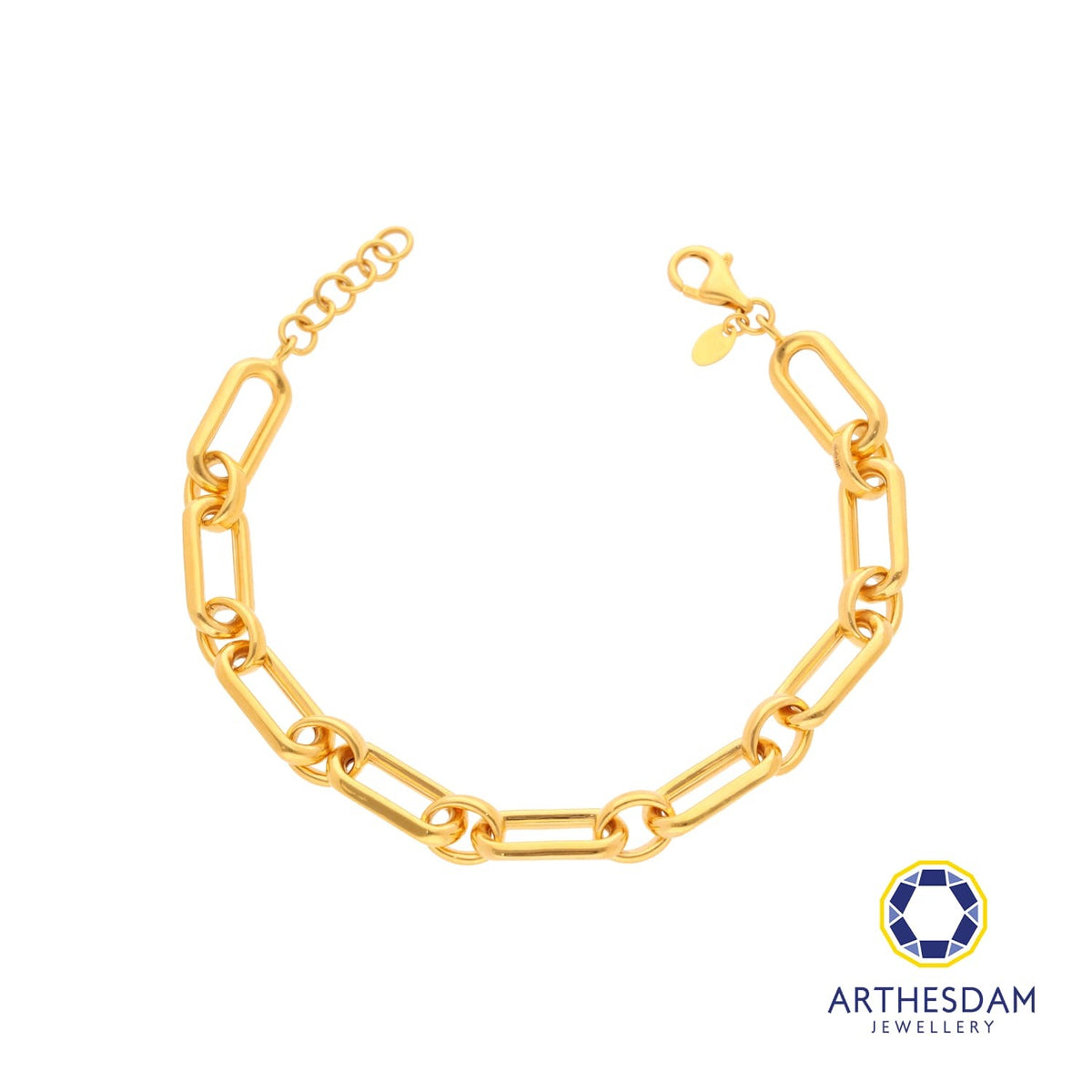 Arthesdam Jewellery 916 Gold Thick Paperclip Links Bracelet