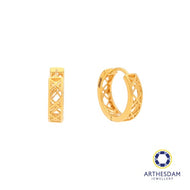 Arthesdam Jewellery 916 Gold Cross Net Hoop Earrings