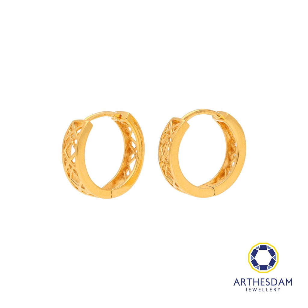 Arthesdam Jewellery 916 Gold Cross Net Hoop Earrings
