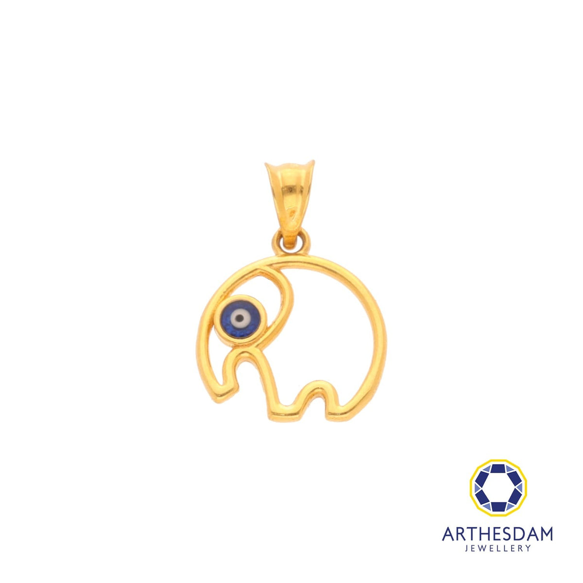 Arthesdam Jewellery 916 Gold Elephant Outline Evil Eye Pendant
