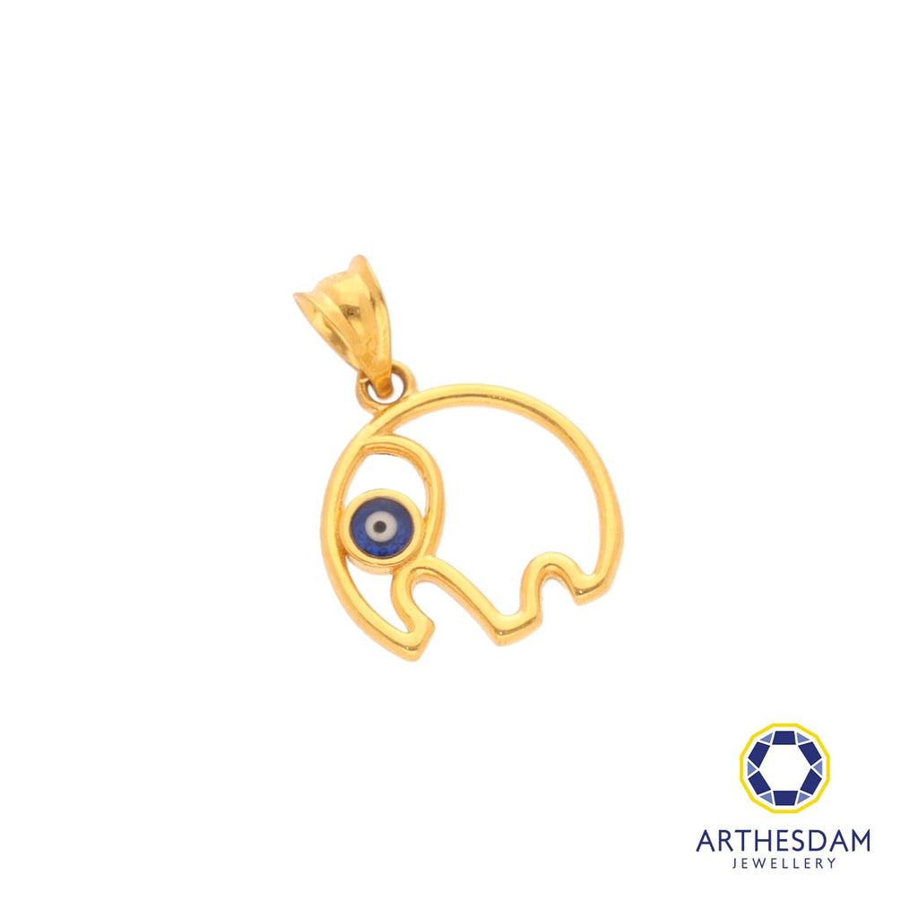 Arthesdam Jewellery 916 Gold Elephant Outline Evil Eye Pendant
